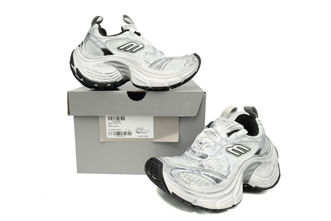 Balenciaga Cargo Sneaker White Black Silver W2MV2 9110
