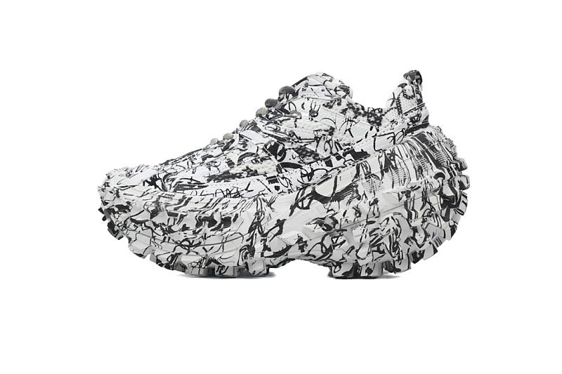 Zapatillas Balenciaga 10XL blancas y negras con estampado de grafitis W2RAM 9010