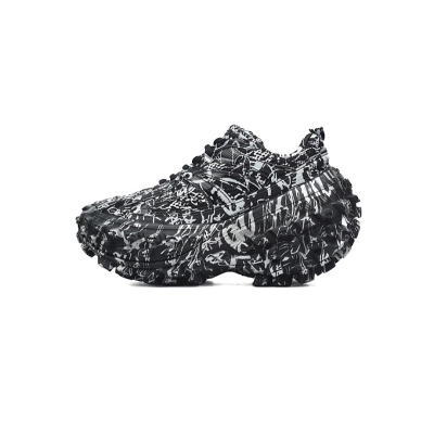 Zapatillas Balenciaga 10XL, negro y blanco, estampado de grafiti, W2RG1 9015 01
