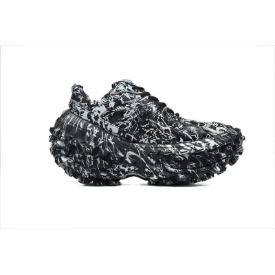 Zapatillas Balenciaga 10XL, negro y blanco, estampado de grafitis, W2RG1 9015 02