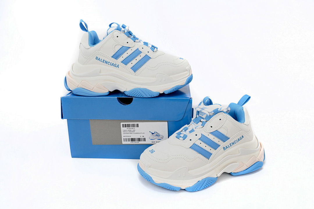  adidas  Balenciaga Triple S con rayas blancas y azules W2ZB3 9040