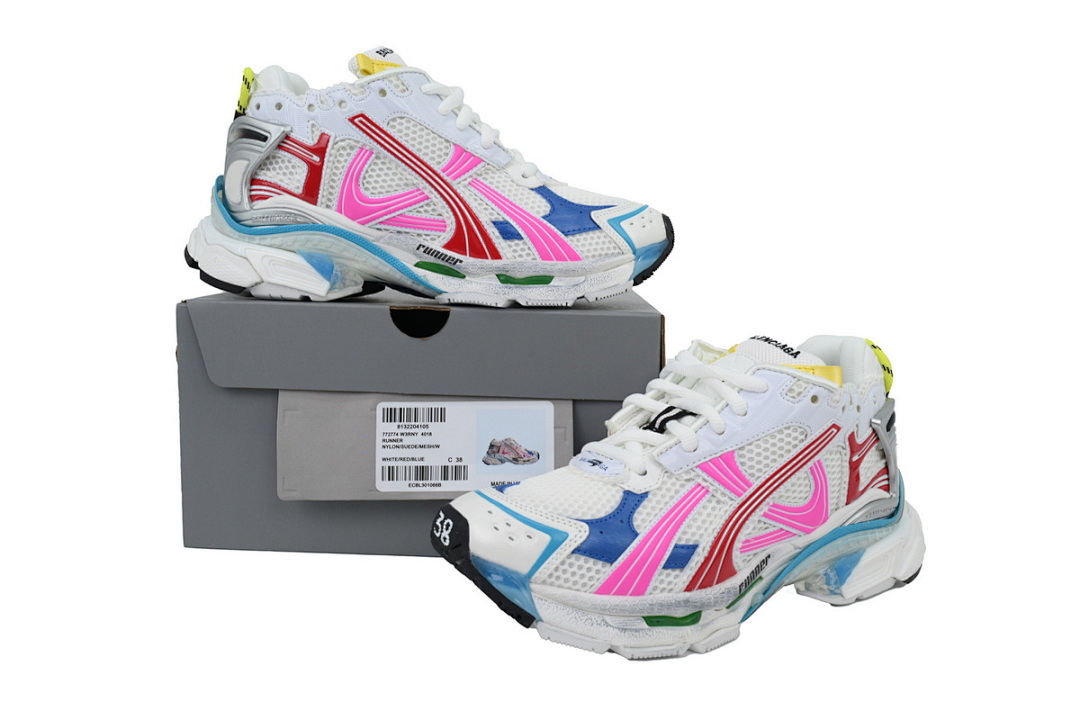 Balenciaga Runner White Blue Pink Red Silver W3RBW 9645