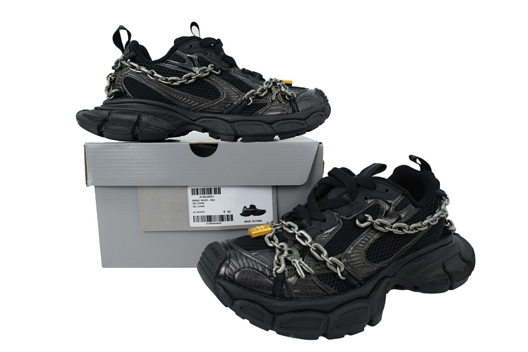 Balenciaga 3XL Black Chain Detail Sneaker W3XPL 1882