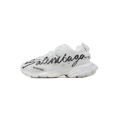 Zapatillas deportivas Balenciaga Track, blancas y negras con motivos de graffiti, WTRHW 9010 01