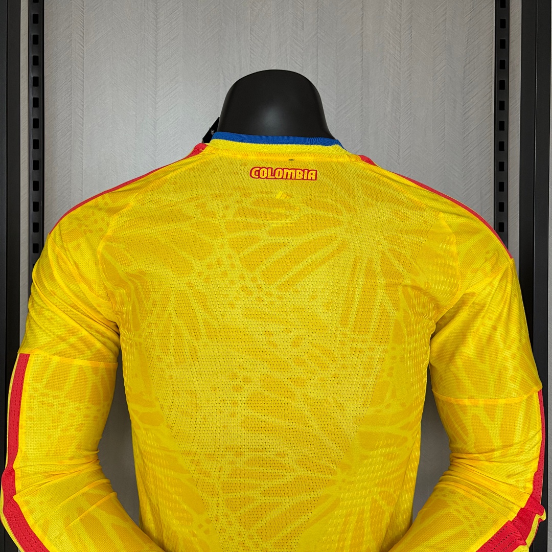 Player version long-sleeved 2026 Colombia home jersey S-XXXXL