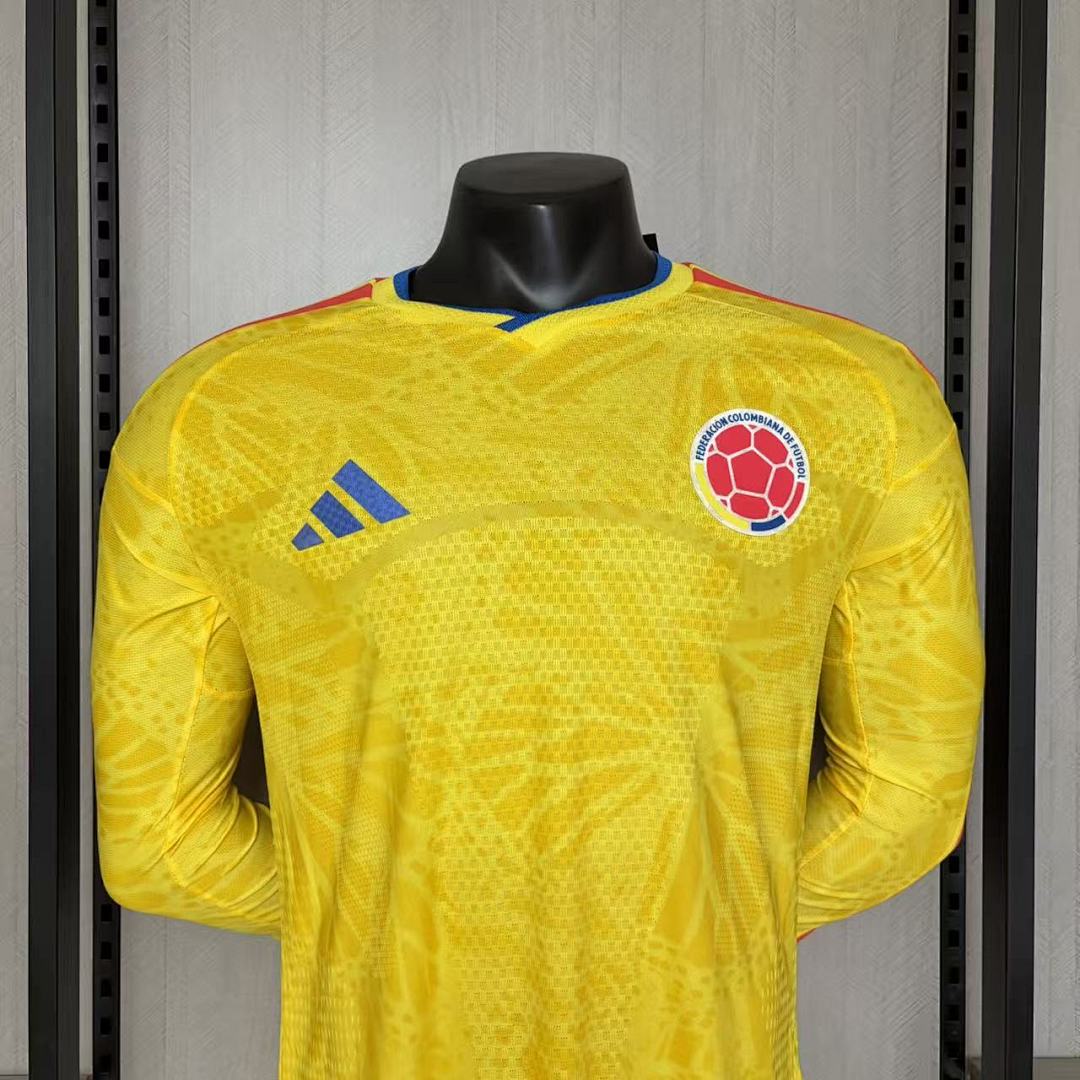 Player version long-sleeved 2026 Colombia home jersey S-XXXXL