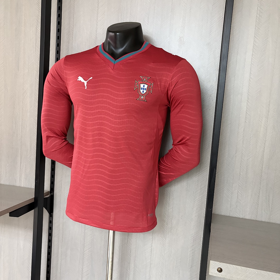 Player version long-sleeved 2026 Portugal home jersey Men's Size