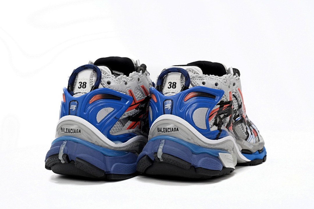  Balenciaga Runner White And Blue Printing W3RB6 1264