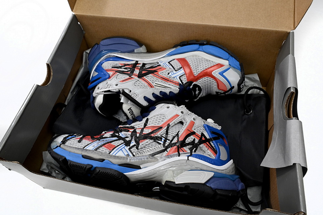 Balenciaga Runner White And Blue Printing W3RB6 1264 