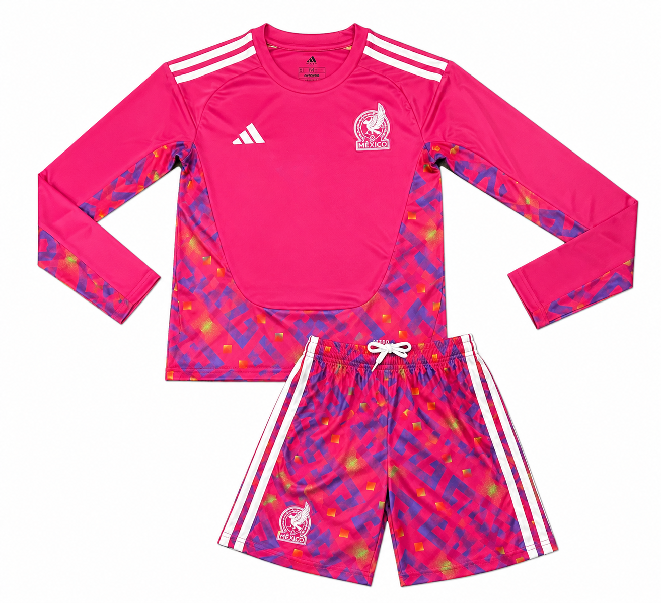 Kids long-sleeved 2026 Mexico goalkeeper jersey sizes 16-28