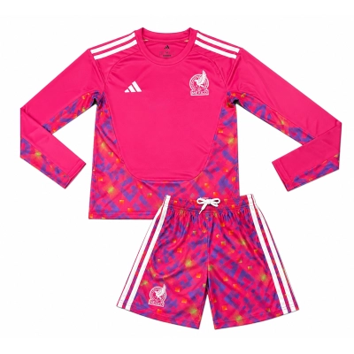 Kids long-sleeved 2026 Mexico goalkeeper jersey sizes 16-28 01