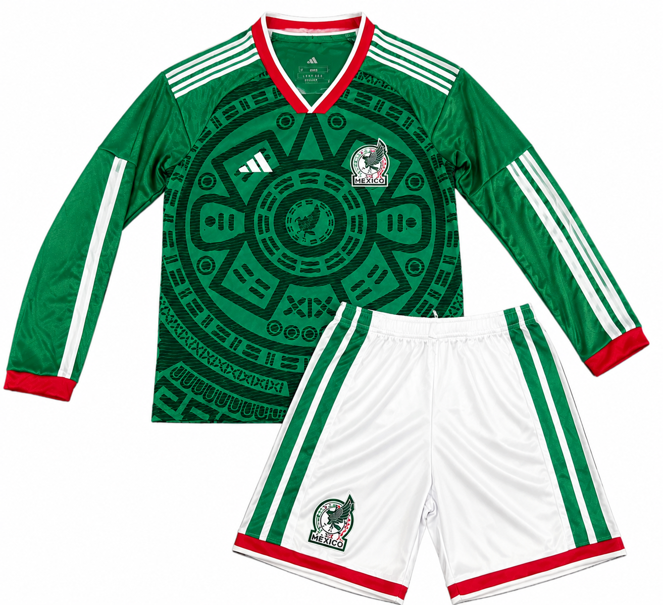 Kids long-sleeved 2026 Mexico home jersey Men's Size