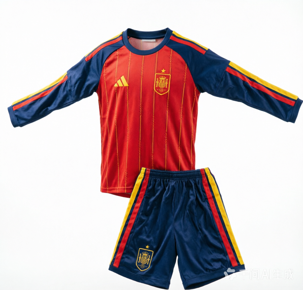 Kids long-sleeved 2026 Spain home jersey Children's Size