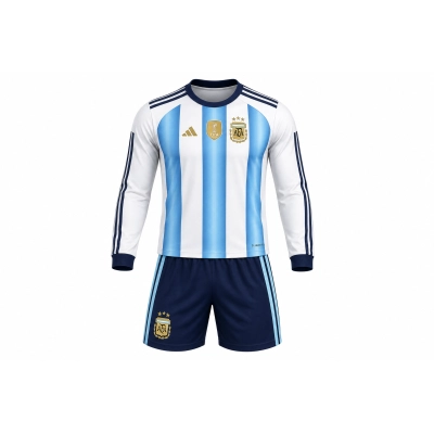 Kids long-sleeved 2026 Argentina home jersey, sizes 16-28 01