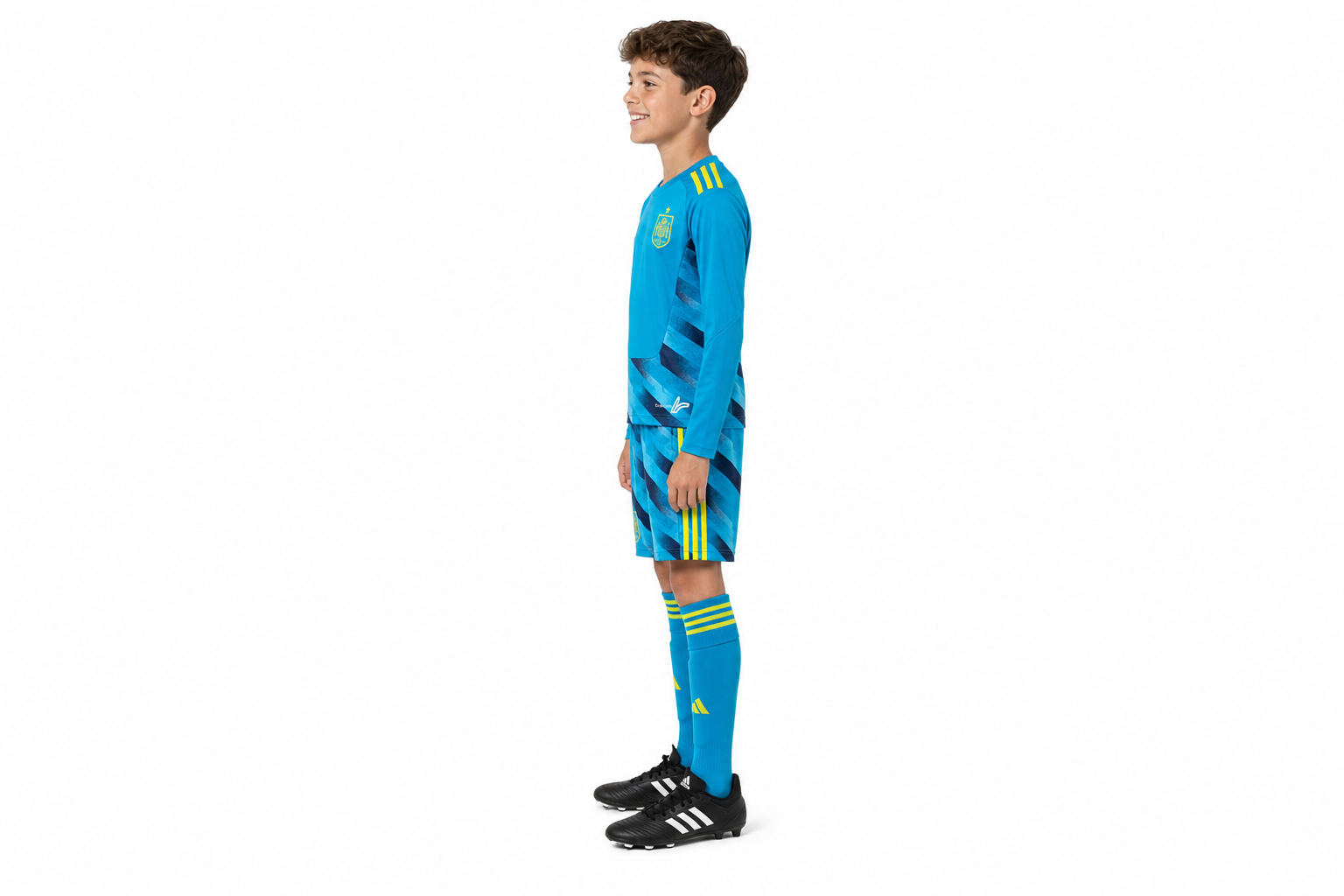 Kids long-sleeved 2026 Spain goalkeeper jersey Children's Size