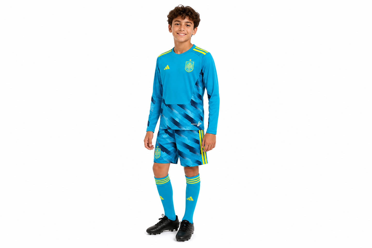 Kids long-sleeved 2026 Spain goalkeeper jersey Children's Size