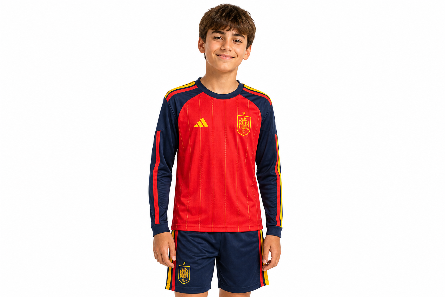 Kids long-sleeved 2026 Spain home jersey Children's Size