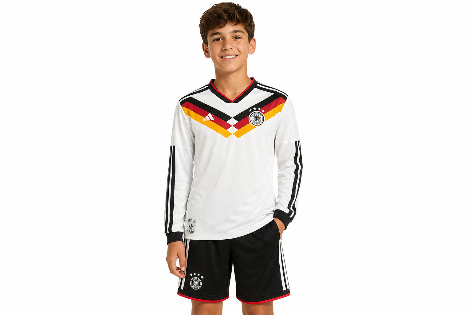 Kids long-sleeved 2026 Germany home jersey, sizes 16-28 Children's Size