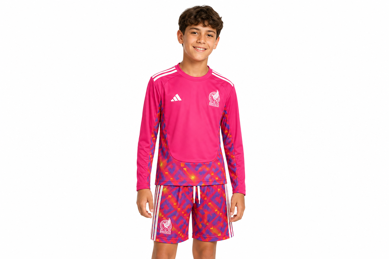 Camiseta de portero de México 2026 de manga larga para niños, tallas 16-28 (tallas infantiles)