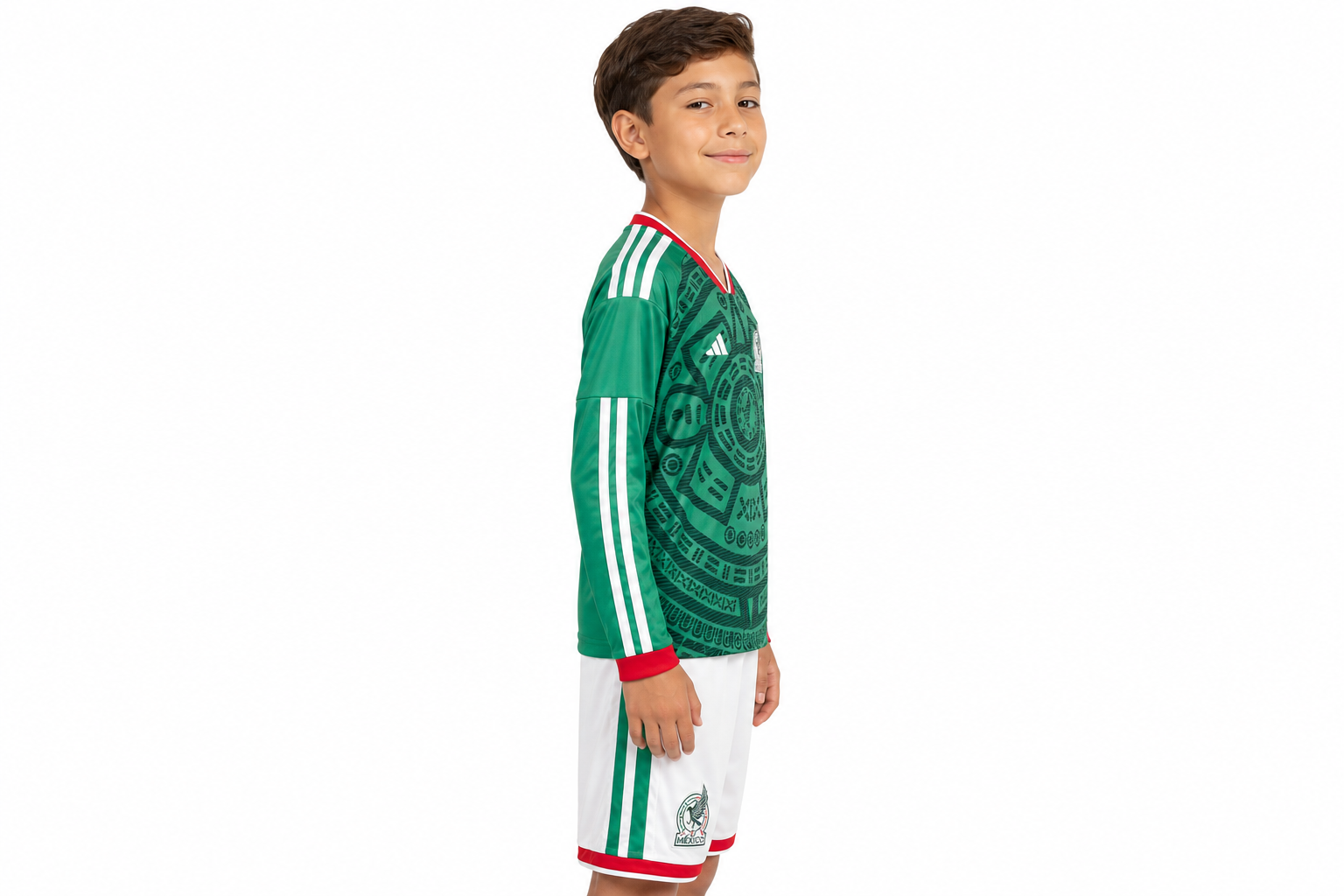 Camiseta de local de México 2026 de manga larga para niños, talla para hombre