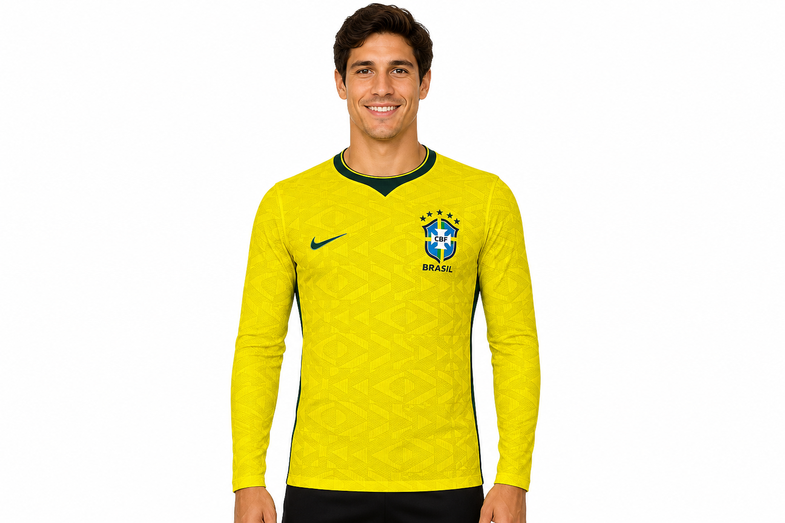 Camiseta amarilla de manga larga «Concept Version 2026» de Brasil para jugador, tallas para hombre de la S a la XXXXL