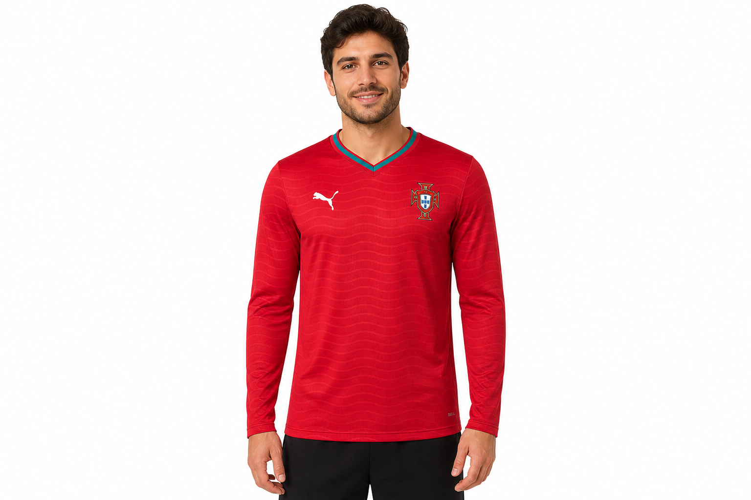 Camiseta de local de Portugal 2026 de manga larga, versión para jugador. Talla para hombre