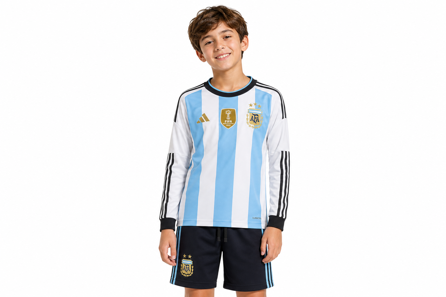 Camiseta de manga larga para niños de la selección argentina 2026 (local), tallas 16-28 (tallas infantiles)