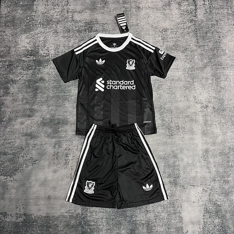 Kids 2026 Liverpool Black Away Jersey Set