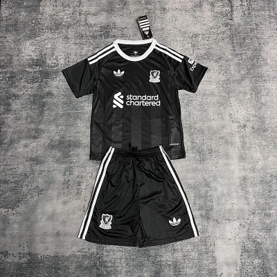 Kids 2026 Liverpool Black Away Jersey Set 01
