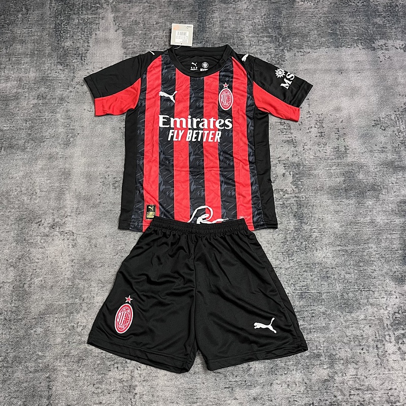 Children's Clothing 2025_26 AC Milan Home Jersey Size 16-28
