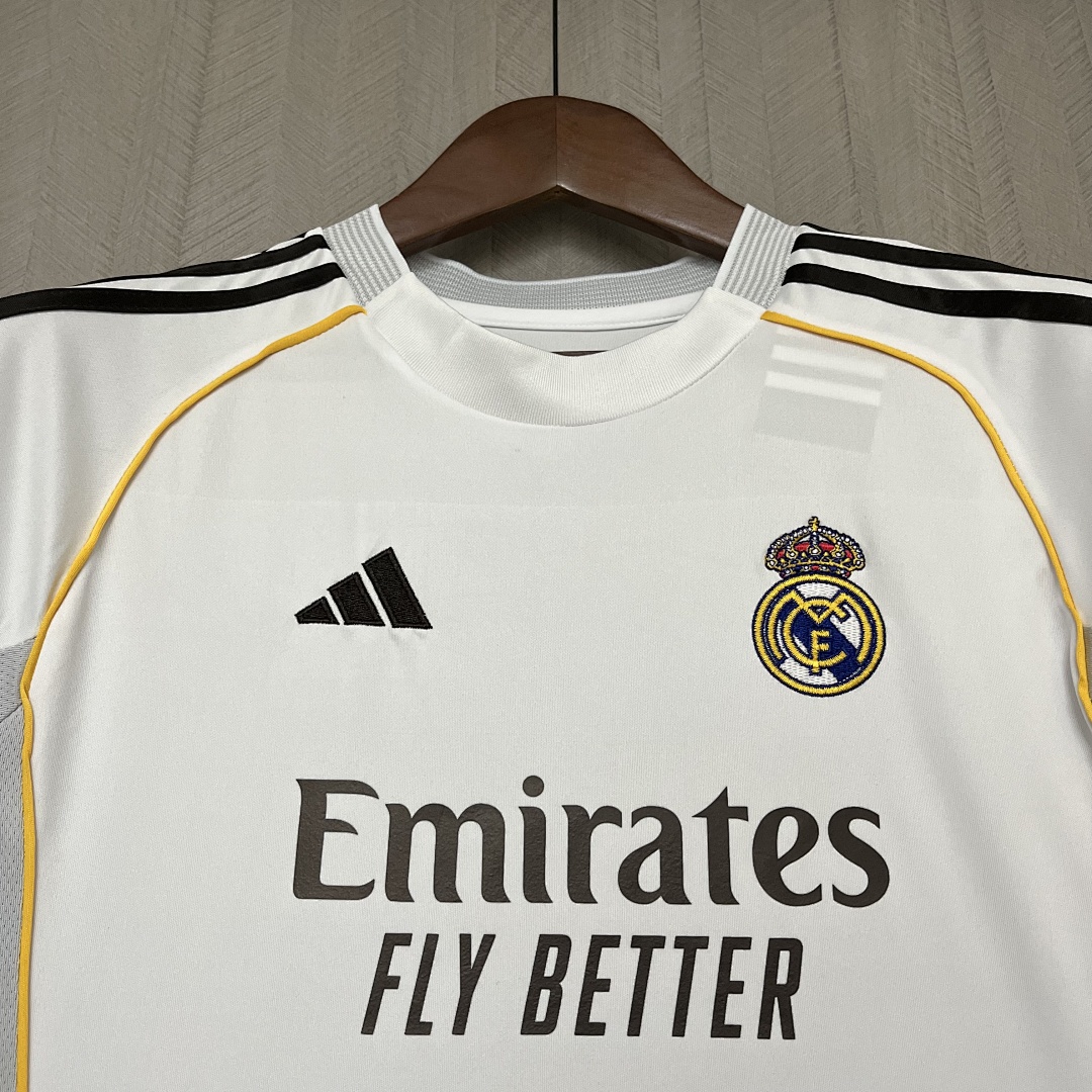Kids 2025_26 Real Madrid Home Jersey Size 16-28
