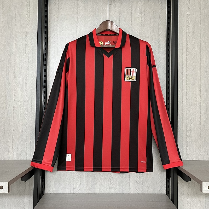 Long Sleeve 25_26 AC Milan 125th Anniversary Red and Black Jersey S-XXXXL