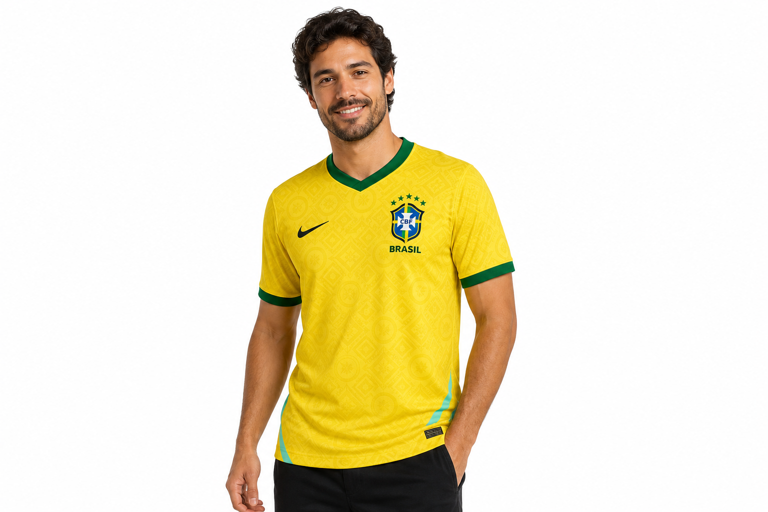 Camiseta amarilla de la selección de Brasil para el Mundial de 2026 (versión conceptual), talla para hombre