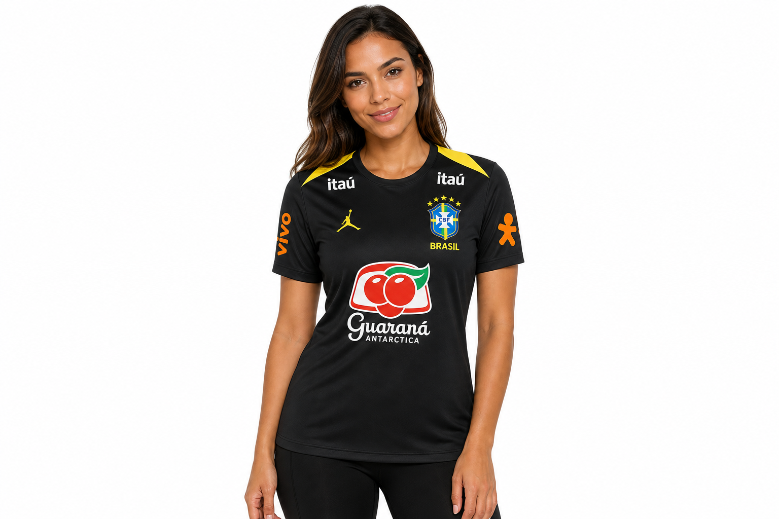 Equipación de entrenamiento de la Copa del Mundo de 2026 de Brasil, negra, con todos los patrocinadores, para hombre, talla