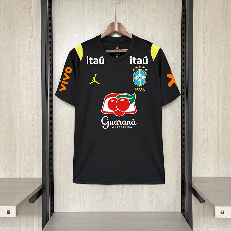 Equipación de entrenamiento de la Copa del Mundo de 2026 de Brasil, negra, con todos los patrocinadores, para hombre, talla