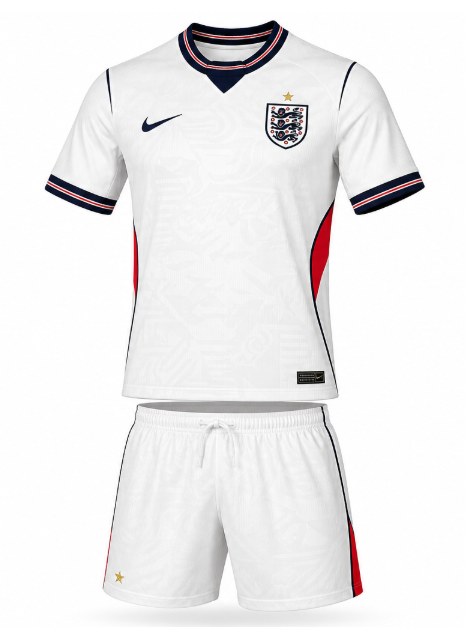 2026 World Cup England Home Jersey Set White Navy Red  Childrens Size