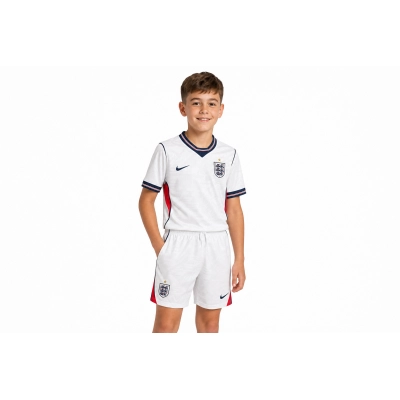 2026 World Cup England Home Jersey Set White Navy Red  Childrens Size 02