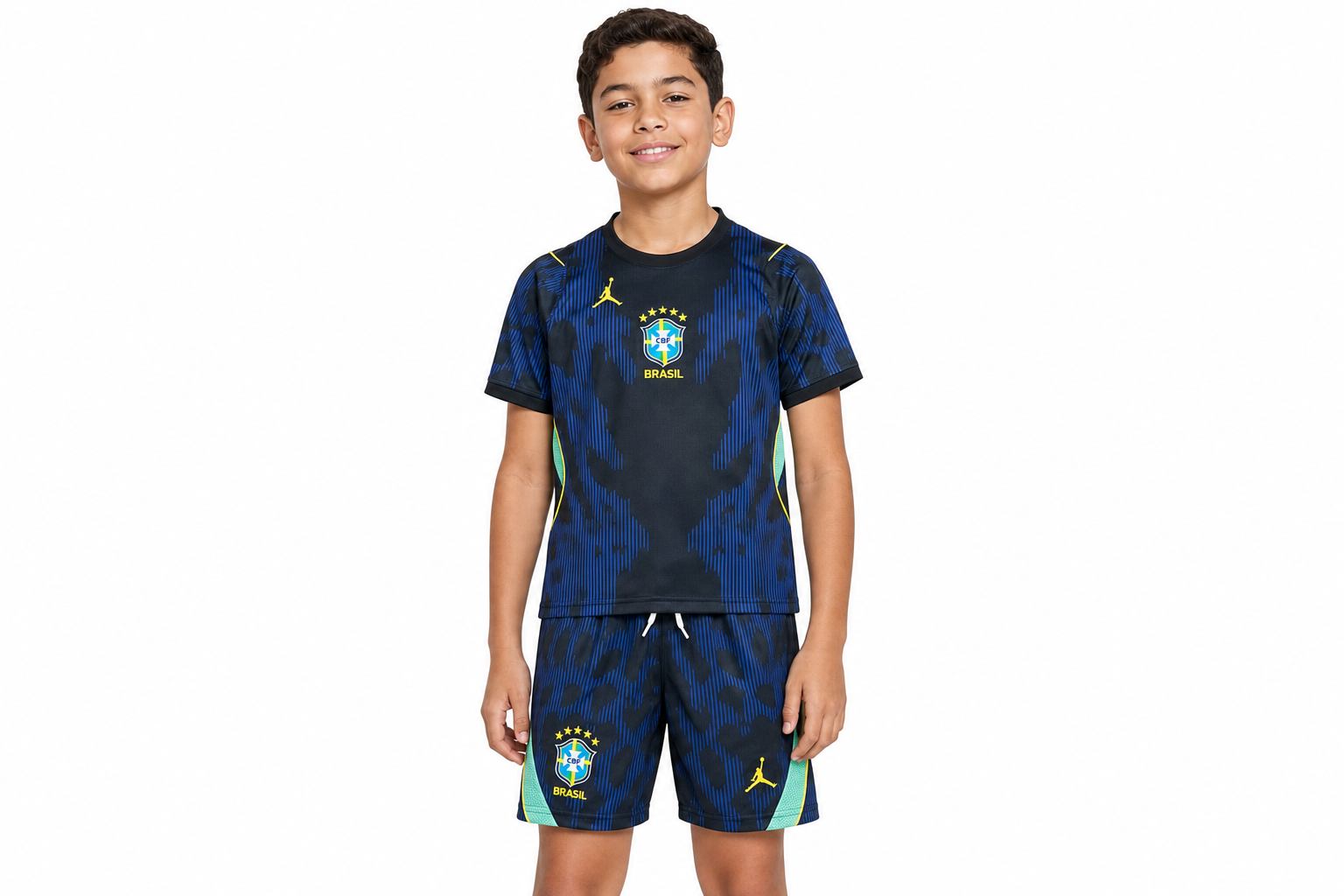 Camiseta de visitante de Brasil para niños del Mundial de 2026, talla infantil