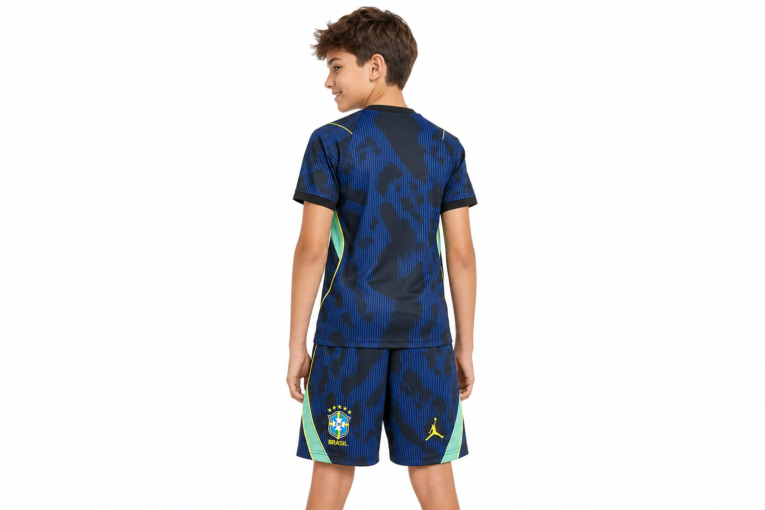 Camiseta de visitante de Brasil para niños del Mundial de 2026, talla infantil