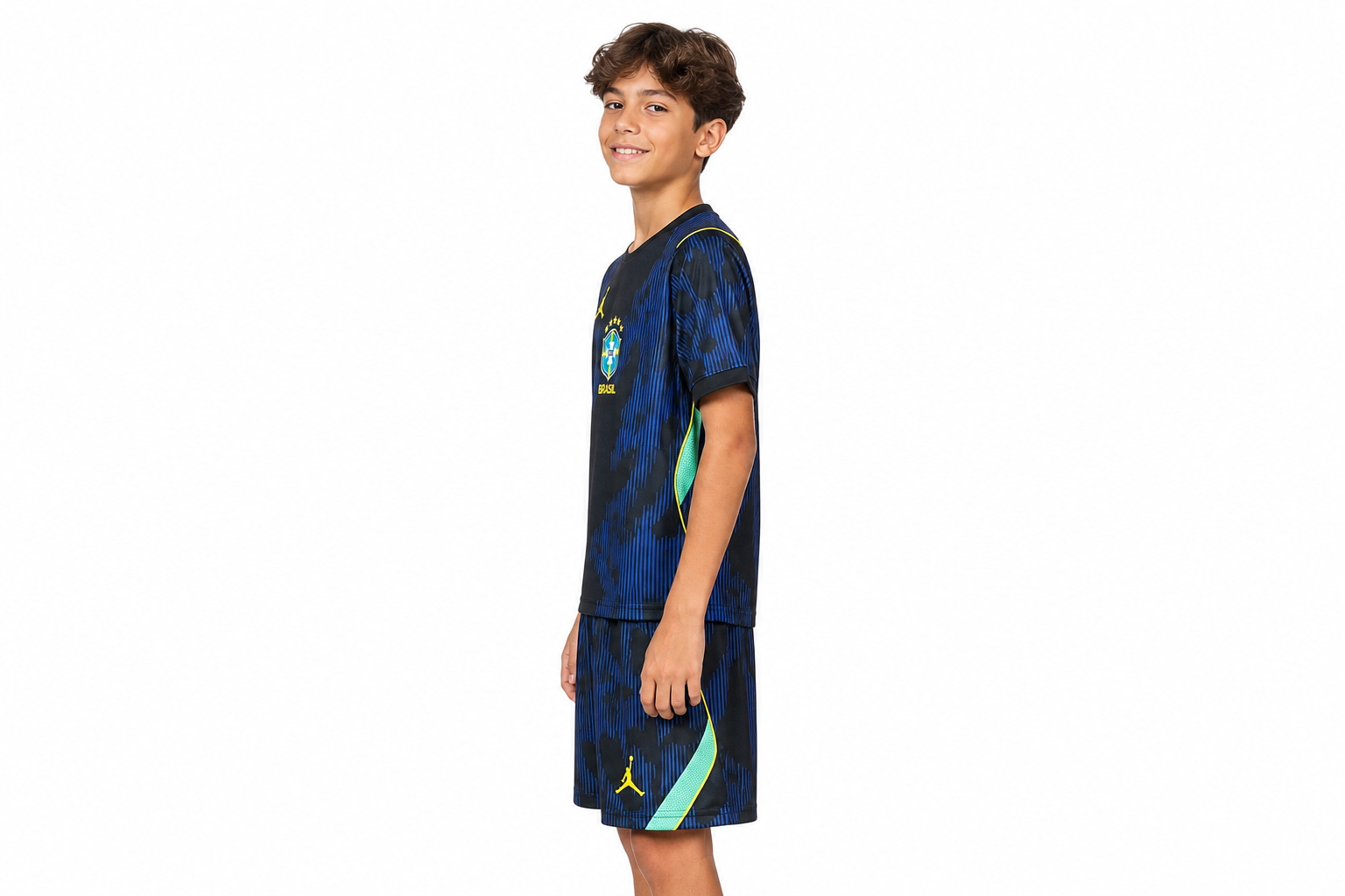 Camiseta de visitante de Brasil para niños del Mundial de 2026, talla infantil