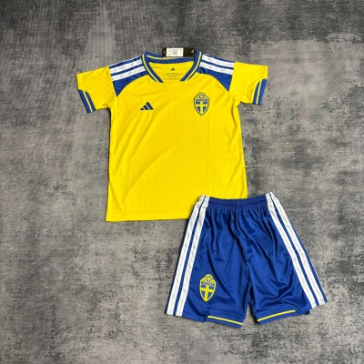 2026 World Cup Kids Sweden Home Jersey  02