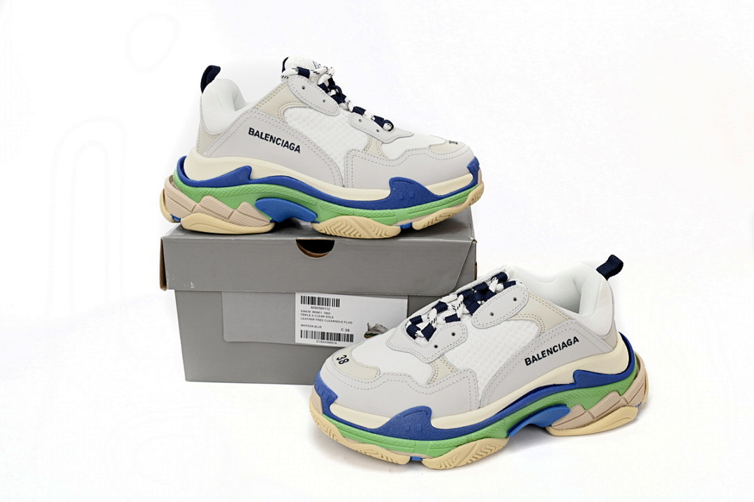  Balenciaga Triple White Blue Green W09E1 1900 