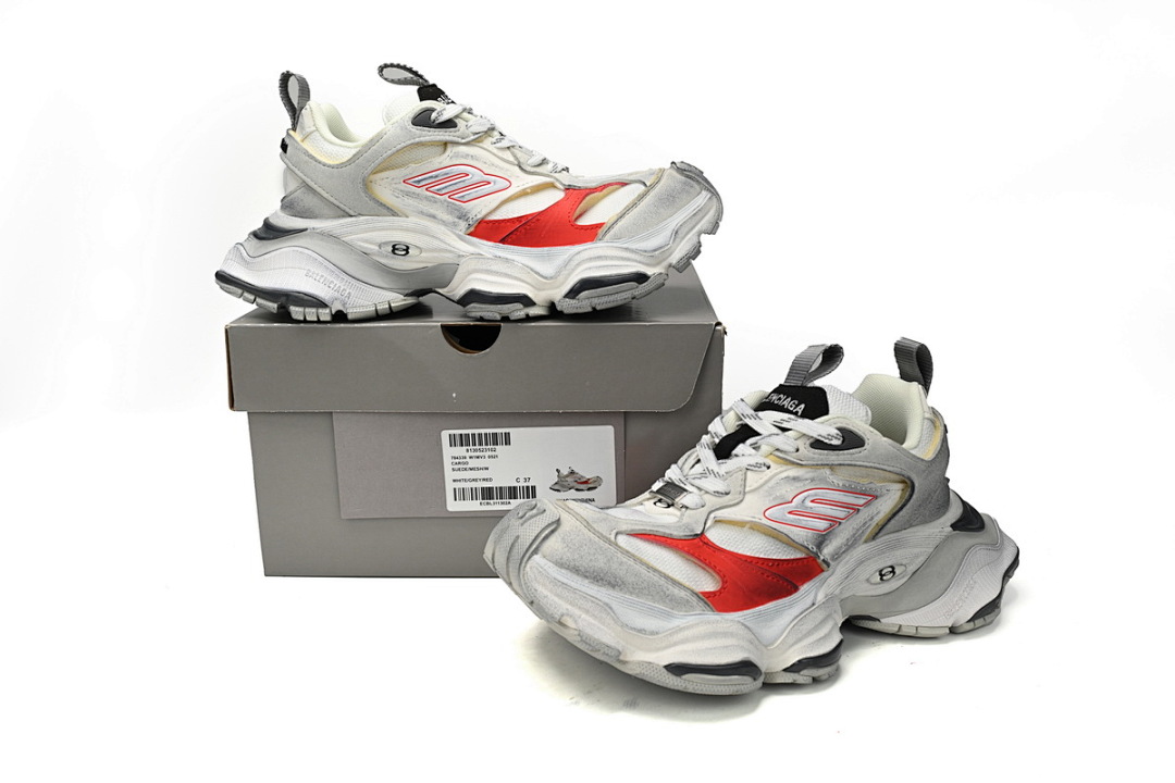 Baskets Cargo Balenciaga Gris argenté, rouge et blanc W1MV3-0521