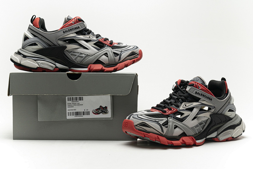 Baskets Balenciaga Track 2 grises et rouges W2GN3 1003