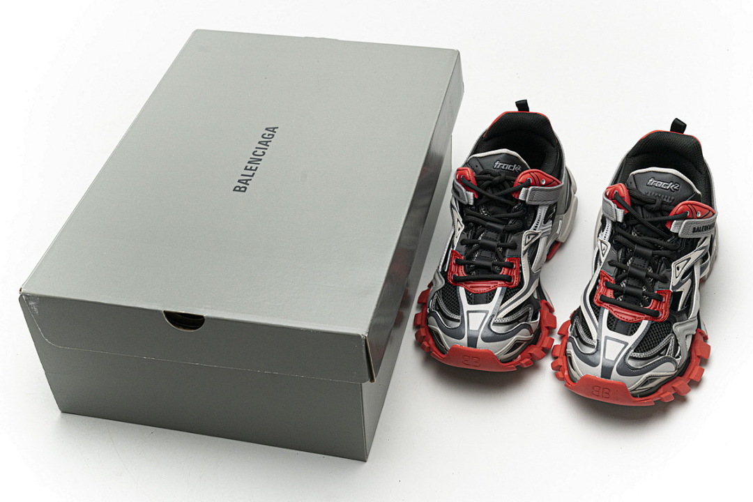 Baskets Balenciaga Track 2 grises et rouges W2GN3 1003