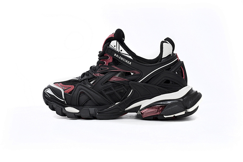 Baskets Balenciaga Track 2, noir, blanc et rouge, modèle militaire, W2GN3 6000
