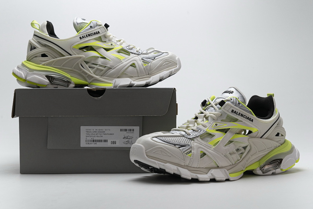 Baskets Balenciaga Track 2, blanc et jaune fluo, W2ON3 9073