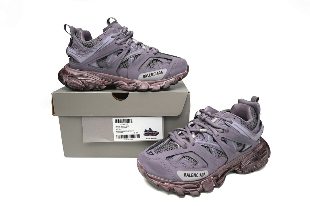 Tênis Balenciaga Track, roxo lavanda, com efeito desgastado, W1AC5 0620