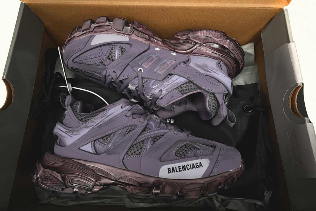 Tênis Balenciaga Track, roxo lavanda, com efeito desgastado, W1AC5 0620