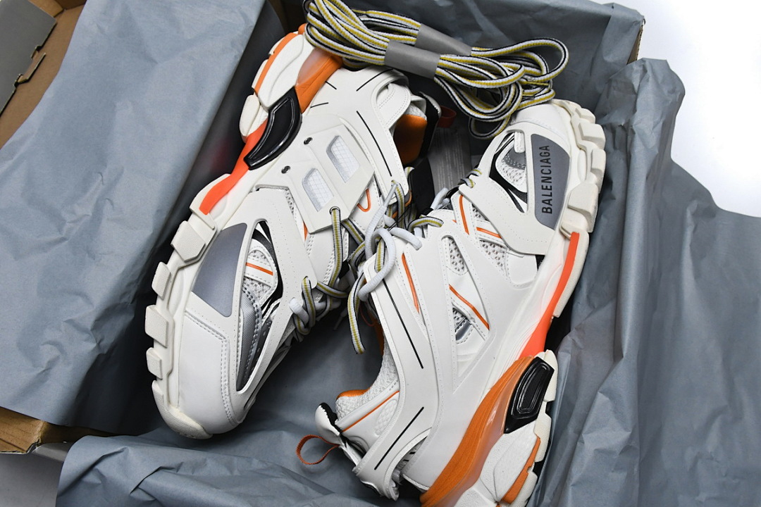 Tênis Balenciaga Track Branco, Cinza e Laranja W1GB1 9059